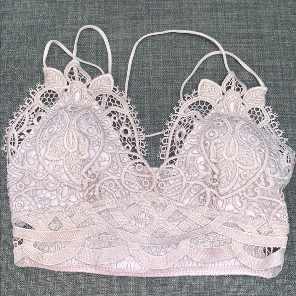 NWOT - Taupe/purple lace bralette